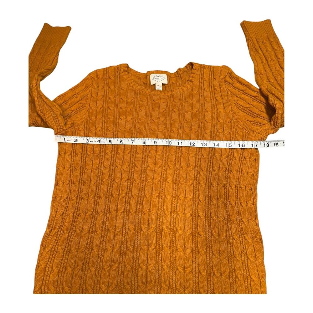St. John's Bay Sweater Women's LP Orange Cotton Cable Knit Long Sleeve Pullover - Picture 4 of 6